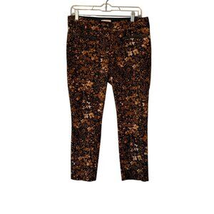 Anthropologie The Essential Slim Floral Print Pants US 10 Stretchy Fit Cotton